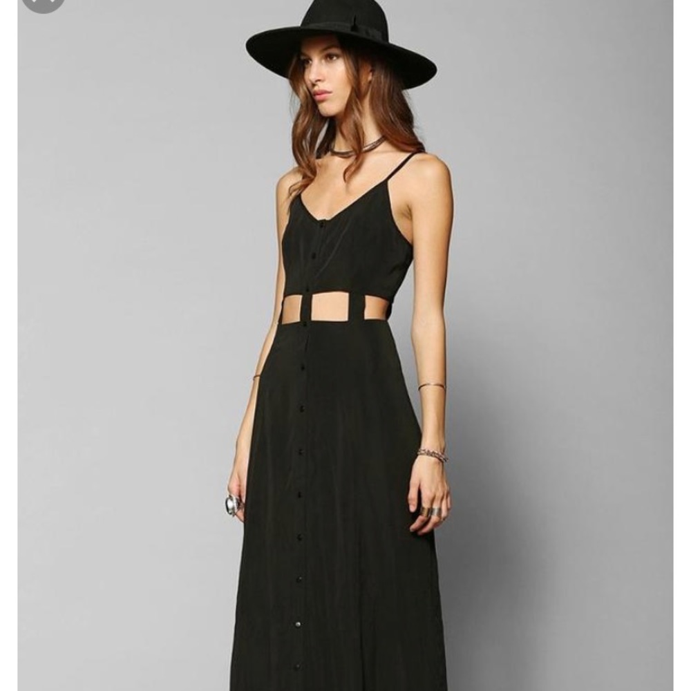 UO pins and needles black maxi dress